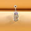 316L Surgical Stainless Steel Colorful Cubic Zirconia Heart Curved Barbell Dangle Belly Rings WG4CABC-04-1