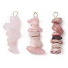 Gradient Color Natural Rose Quartz & Natural Rhodonite & Natural Pink Opal Chip Beaded Pendants PALLOY-JF02795-04-1