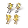 Cubic Zirconia Bowknot with Glass Teardrop Dangle Stud Earrings EJEW-M210-08-1