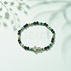 Natural & Synthetic Mixed Gemstone Beaded Stretch Bracelet with Clear Cubic Zirconia Cross for Women BJEW-JB08247-02-2