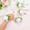 4Pcs Cloth & Plastic Imitation Flower Wrist Corsage & Boutonniere Sets AJEW-PH0008-28-3
