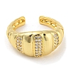 Brass Micro Pave Cubic Zirconia Open Cuff Ring RJEW-C033-11G-2