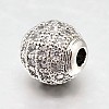 Round Brass Micro Pave Cubic Zirconia Beads X-ZIRC-N016-01P-10mm-2