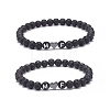 2Pcs Natural Lava Rock Stretch Bracelets Set BJEW-JB08673-01-1