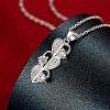 Silver Color Plated Brass Cubic Zirconia Heart Pendant Necklaces for Women NJEW-BB00677-4