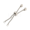 Non-Tarnish Adjustable 304 Stainless Steel Box Chain Slider Bracelet Making MAK-L038-001P-03-1