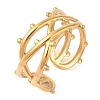 Ion Plating(IP) 304 Stainless Steel Open Cuff Rings for Women RJEW-Z057-10G-01-1