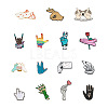 Craftdady 15Pcs 15 Style Gesture with Words Enamel Pins JEWB-CD0001-04-2