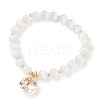 Round Cat Eye Beads Stretch Charm Bracelets Sets BJEW-JB05578-4