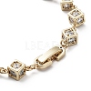Cube Brass Link Chain Bracelet with Clear Cubic Zirconia BJEW-G690-01G-3