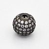 Brass Micro Pave Grade AAA Cubic Zirconia Beads KK-E711-116-6mm-B-NR-1