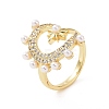 Brass Micro Pave Cubic Zirconia Open Rings RJEW-J017-VC206-1