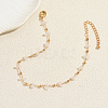 Beach Natural Rose Quartz Chip Beads Brass Anklets for Women GS4287-4-2