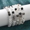 Natural Tourmalinated Quartz/Black Rutilated Quartz Stretch Beaded Bracelets G-A185-01J-2