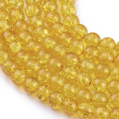 Spray Painted Crackle Glass Beads Strands X-CCG-Q001-8mm-10-1