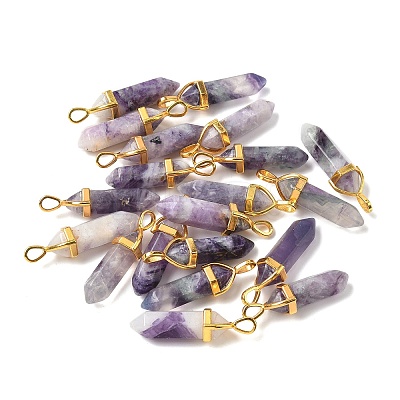 Natural Charoite Pointed Pendants G-G902-A03-1
