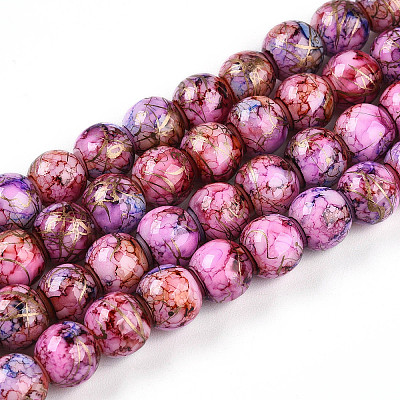 Baking Paint Glass Beads Strands DGLA-N003-8mm-B03-1