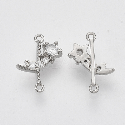 Brass Micro Pave Cubic Zirconia Links connectors KK-T050-44P-NF-1