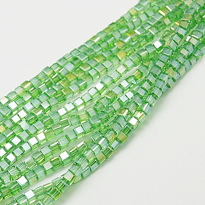 Electroplate Glass Beads Strands EGLA-D018-8x8mm-23-1