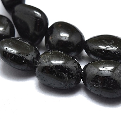 Natural Black Tourmaline Beads Strands G-O186-B-07-1