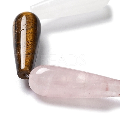 Natural Amethyst & Rose Quartz & Tiger Eye & Quartz Crystal & Green Aventurine & Carnelian Beads Strands G-P528-H09-01-1