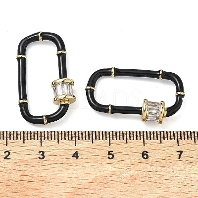 Oval Brass Micro Pave Clear Cubic Zirconia Locking Carabiner KK-H256-01G-1
