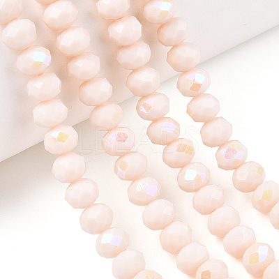 Electroplate Opaque Solid Color Glass Beads Strands EGLA-A034-P6mm-L20-1