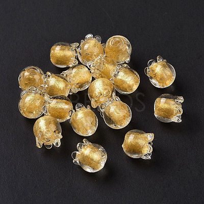 Handmade Gold Foil Lampwork Glass Beads X1-LAMP-G158-02A-1