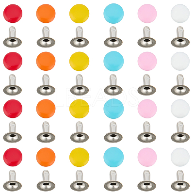 300Pcs Flat Round Baking Paint  Zinc Alloy Snap Rivet Butt Screw FIND-GF0009-30B-1