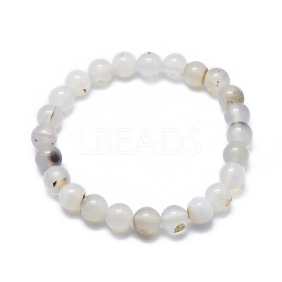 Natural Agate Bead Stretch Bracelets X-BJEW-K212-B-004-1
