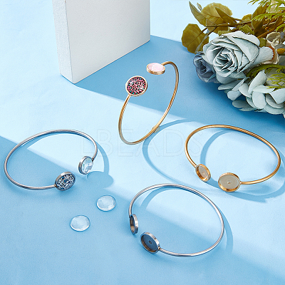 4Pcs 2 Colors 304 Stainless Steel Bangle Makings STAS-UN0053-10-1