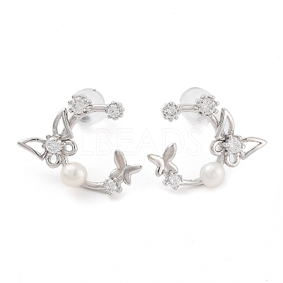 Butterfly Rhodium Plated 925 Sterling Silver Studs Earrings STER-Z009-03P-1