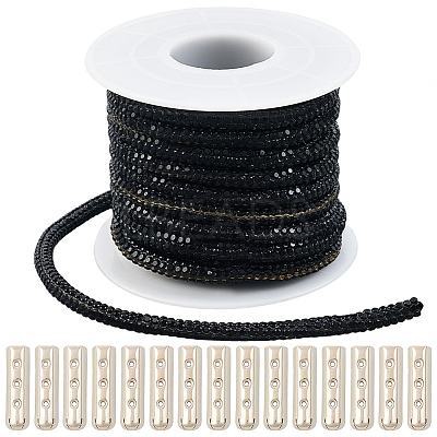 5 Yards Rhinestone Synthetic Rubber Cords OCOR-SP0001-33C-1
