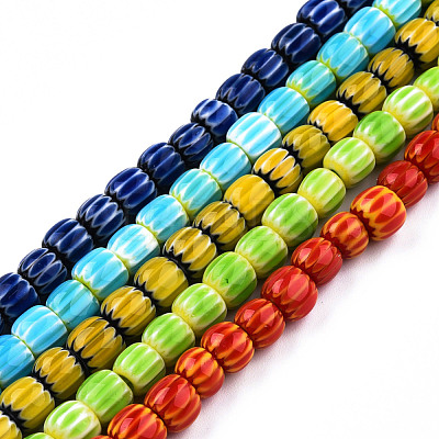 Handmade Lampwork Chevron Beads Strands LAMP-N023-003-1