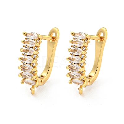 Rack Plating Brass Micro Pave Cubic Zirconia Hoop Earring Findings EJEW-C102-19G-1