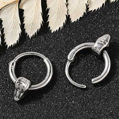 Snake Head 316 Surgical Stainless Steel Hoop Earrings EJEW-G416-41B-AS-1