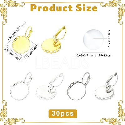 30Pcs 3 Colors Brass DIY Leverback Earring Settings KK-FS0002-10-1