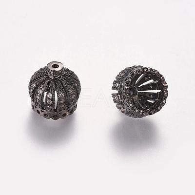 Brass Cubic Zirconia Beads ZIRC-F001-183B-B-1