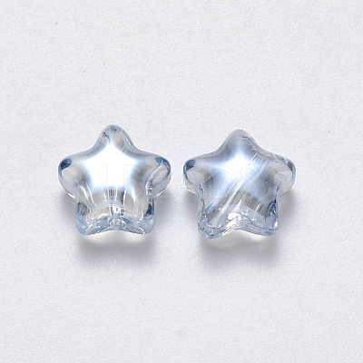 Transparent Spray Painted Glass Beads X-GLAA-R211-04-G02-1