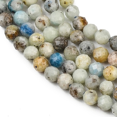 Natural Blue Azurite in Calcite Beads Strands LS-G-P618-4mm-01-1