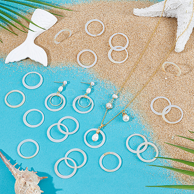60Pcs Natural Freshwater Shell Linking Rings SHEL-NB0001-68-1