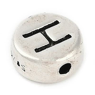925 Sterling Silver Flat Round with Letter Beads LS-STER-G044-01AS-H-1