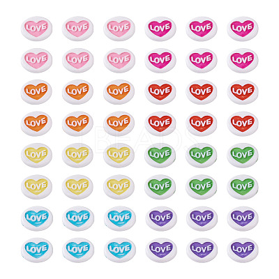 200Pcs Valentine's Day Opaque Acrylic Beads MACR-CW0001-13-1