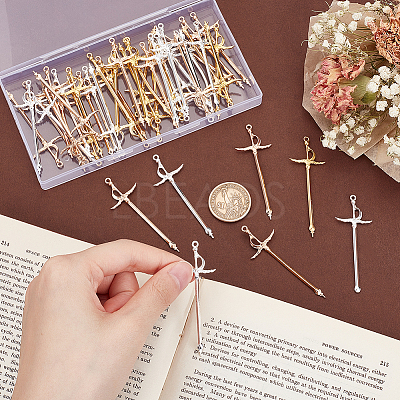 48Pcs 3 Colors Alloy Sword Pendants FIND-UN0003-12-1