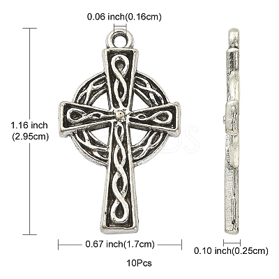 10Pcs Irish Tibetan Style Alloy Pendants PALLOY-YW0001-30-1