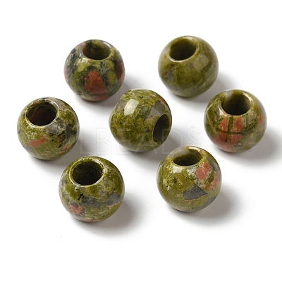 Natural Unakite European Beads G-N342-03K-1