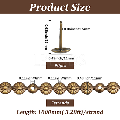 5Bags Flower Iron Decoration Strip FIND-GF0008-41A-AB-1