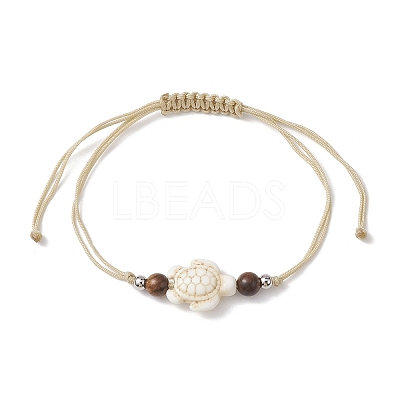 3Pcs 3 Styles Natural Shell & Synthetic Turquoise Braided Bead Bracelets Set BJEW-JB10024-1