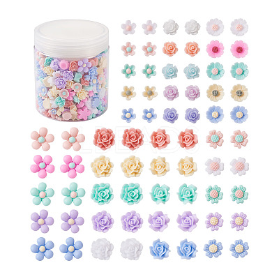 700Pcs 7 Styles Opaque Resin Cabochons CRES-CD0001-07-1
