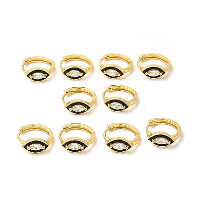Enamel Horse Eye Hoop Earrings with Clear Cubic Zirconia EJEW-E270-05G-1